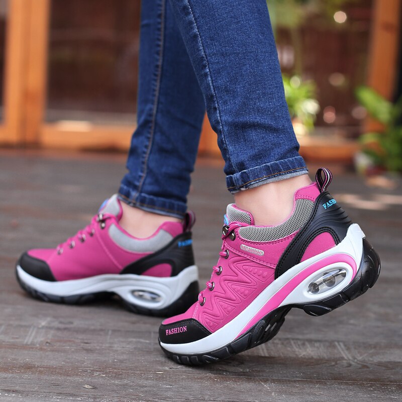 Sneakers Womens Air Cushion Athletic Running Shoes Walking Breathable Sport Lace Up Hight Platform Casual Shoes
